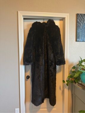 SpiritHoods Black Wolf Faux Fur Coat with Satin Lining